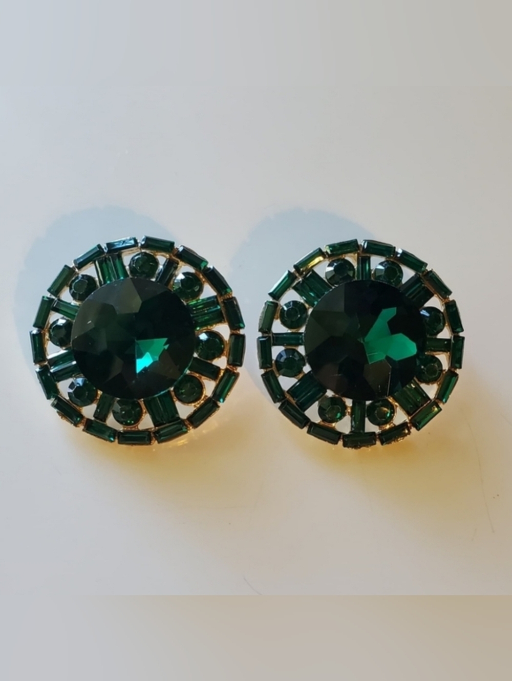 Elegant Rhinestone Button Earrings